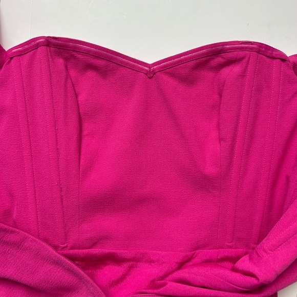 Dress The Population Bailey Off-The-Shoulder Slim Midi Dress Hot Pink Size M - Picture 10 of 13